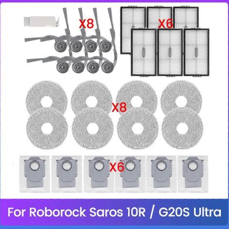 Lot de 29 pièces pour aspirateur Roborock Saros 10R / G20S Ultra : brosses latérales et filtres HEPA