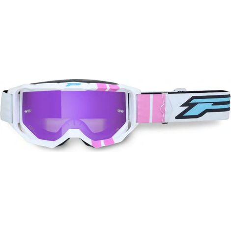 Lunettes PROGRIP PG3300-310 FL VISION GO COLOR BLANC / ROSE MAT (verres PG3353 miroir rose anti-rayures, anti-buée, anti-UV) (3300-417 FL)