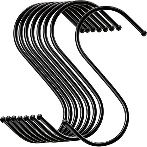 20 Crochets en S, Métal Multifonctions Pour Cuisine Salle de Bain Chambre à Coucher Bureau Jardin (Noir Large) - Large (1/5)