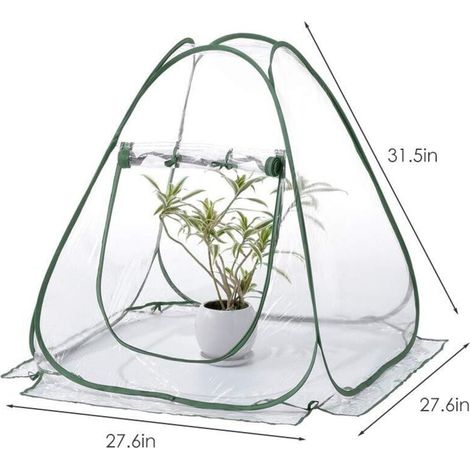 Couverture de Serre de Jardinage pour Plantes de Jardinage Protection Contre Le Froid et Le Gel Vent Résistant à la Pluie PVC Petite Maison Verte pour la Culture de Plantes Fleurs (1/4)