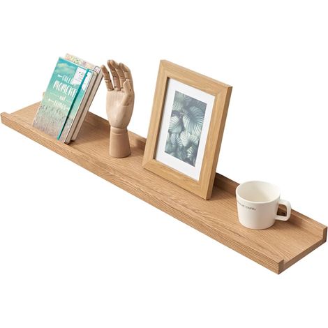 Étagère Murale, 50cm Étagère Flottante en Bois de chêne Massif, Rustique Etagere Bois pour Salon, Cuisine, Chambre, Salle de Bain (1/5)