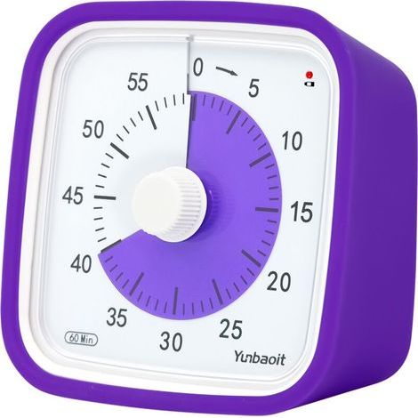 Visual timer with night light, 60-minute countdown for children and adults, silent timer for classroom, time management tool for home, school or work (