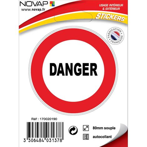 Panneau Danger (texte) - Vinyle adhésif Ø80mm - 4031378