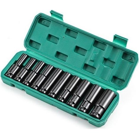 Douille a Choc 1/2, 8-24mm Coffret Douille Longue, Douilles et Coffrets, Douille Cle a Choc 10pcs (1/4)