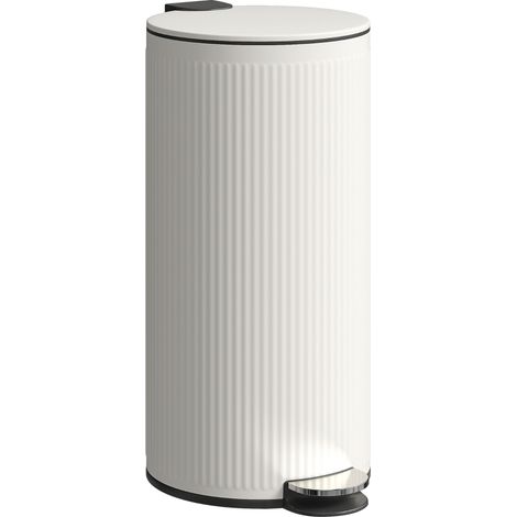 Pattumiera a pedale 30 L con coperchio soft-close e secchio interno in metallo, bianca crema (1/5)