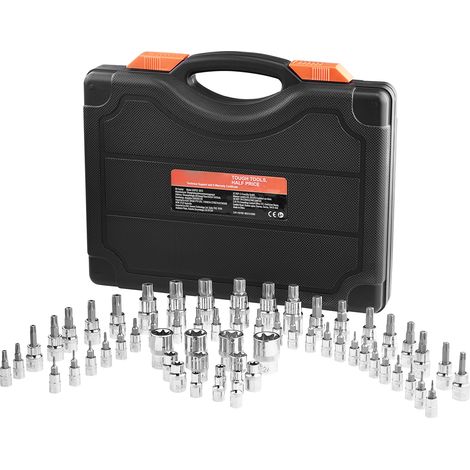 Mophorn 60-teiliger Torx-Bit- und Außen-Torx-Steckschlüsselsatz, T6-T70, TT6-TT70, TP8-TP60, E4-E24, S2- und Cr-V-Stahl, 1/4", 3/8", 1/2" Antriebe, mit Aufbewahrungskoffer
