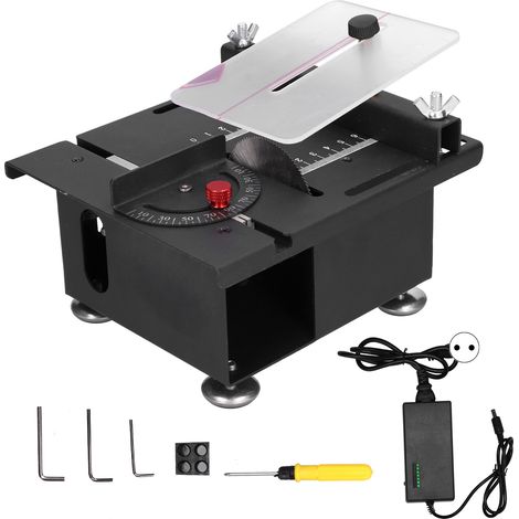 [JAMAIS UTILISÉ]Scie circulaire de table Mini 100W à rail coulissant réglable pour le travail du bois (1/5)
