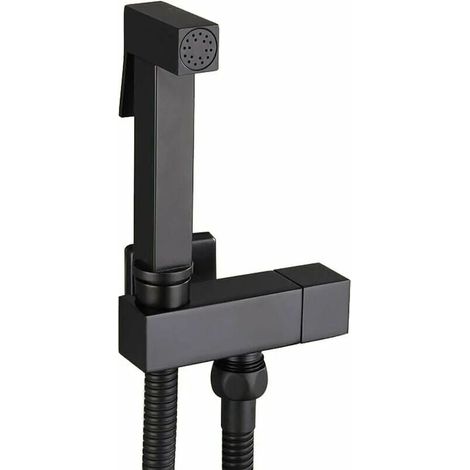 Kit de ducha para inodoro, rociador de bidé de mano negro, rociador de bidé de latón, kit completo de ducha para inodoro montado en la pared, higiene personal, G1/2 (1/5)