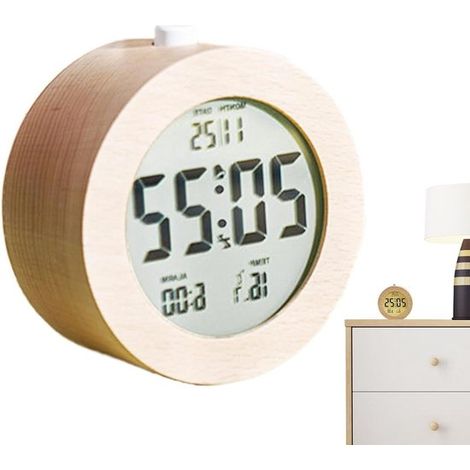 Orologi da tavolo digitali elettrici, con display LCD, in legno con suoneria e luci notturne, sveglie a batteria (1/5)