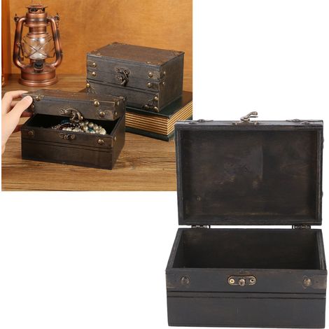 Boîte à Bijoux Vintage Organisateur Bois Composite Grey 15.5x11x9cm avec Compartiments (1/5)
