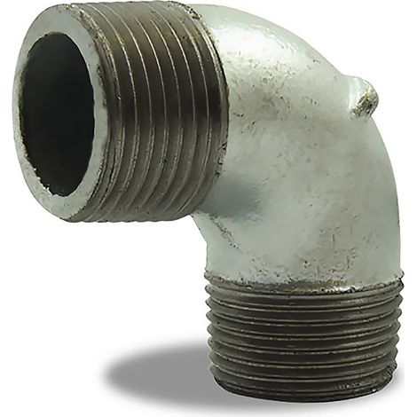Coude 90° galvanisé male male en fonte malléable 1/2''