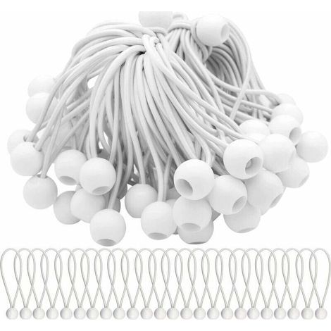 Paquete de 50 tensores elásticos con bolas elásticas para carpas, tiendas de campaña, pancartas y lonas. -Crezuo
