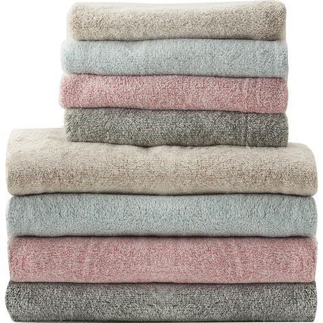 Youyijia 8-Piece 100% Cotton Towel Set 4 Bath Towels (69 x 137 cm) & 4 Hand Towels (34 x 73.5 cm) Highly Absorbent, Quick-Dry Ring-Spun Cotton, Soft Spa Feel (Blend Colours)