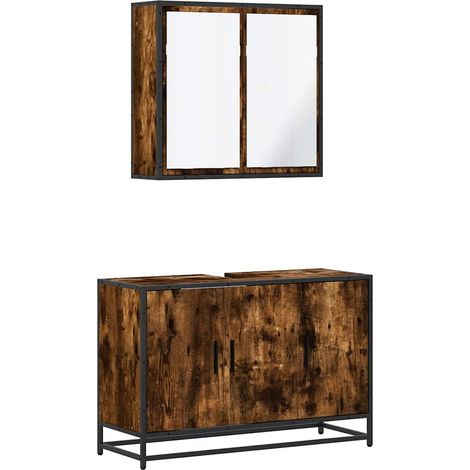 Maison Exclusive - 2-tlg. Badmöbel-Set Räuchereiche Holzwerkstoff