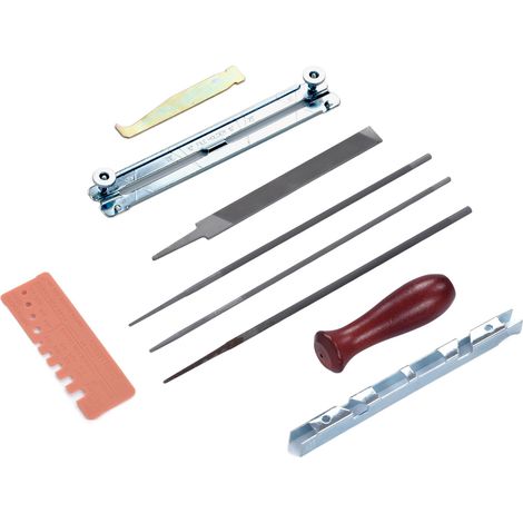 Kit de 10 affûteuses de chaîne de tronçonneuse avec poignée de jauge (1/5)