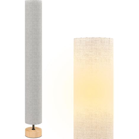 Lampadaire sur pied de salon avec abat-jour en lin, interrupteur à pied, 2 x douille E27, 120 cm, gris (1/5)
