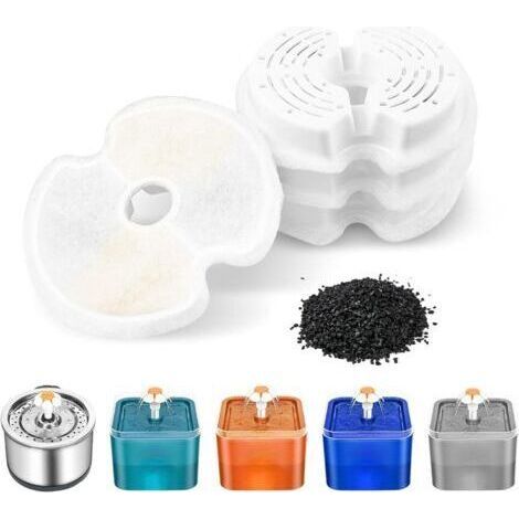 4 Pieces Filtre Fontaine Eau Chat, Cat Filtres de Rechange de Fontaine d'animal Familier pour Fontaine de Chat 2L & 2.5L avec Charbon Actif & Résine Contriple Filtration (1/5)