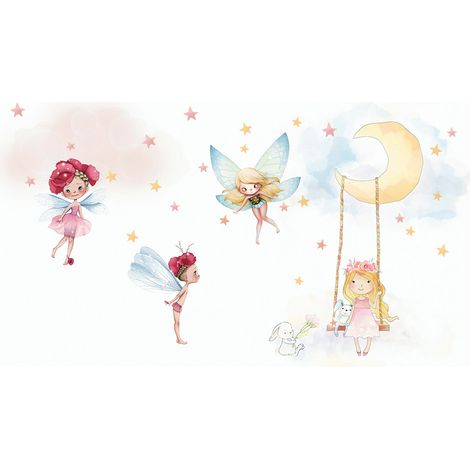 Papier peint panoramique Enfants - Fées Lune - 130 cm x 80 cm (1/2)