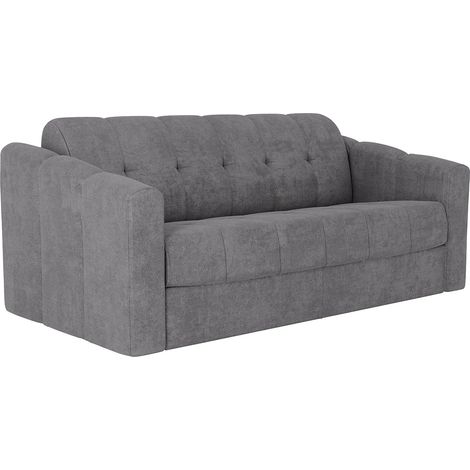 Canapé 3 places convertible express en tissu texturé gris - Couchage 140 cm - Matelas 14 cm - DARIELO (1/5)