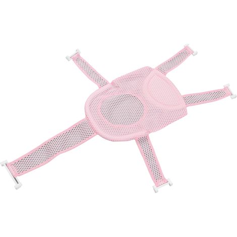 Filet de soutien de bain à cinq coins, antidérapant, réglable, universel, respirant, en maille douce, appui-tête, pour bébé, rose (1/5)