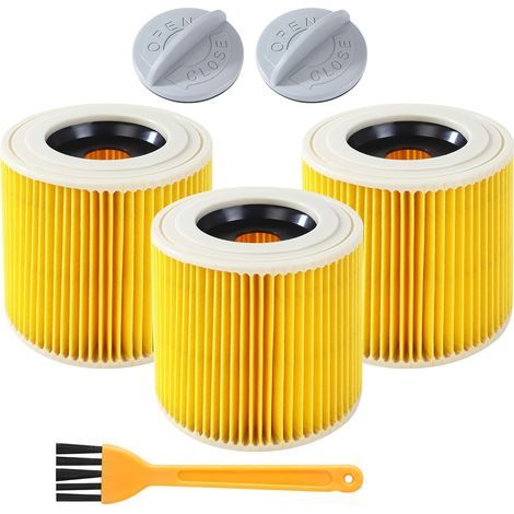 3 x Kärcher Vacuum Cleaner Filter Cartridge Filter Compatible with Kärcher Wd3 with Brush for [WD3, WD2, WD1, MV3, MV2, A, K, KNT, SE, VC] Replaces 6.414-552.0, 6.414-772 (1/5)