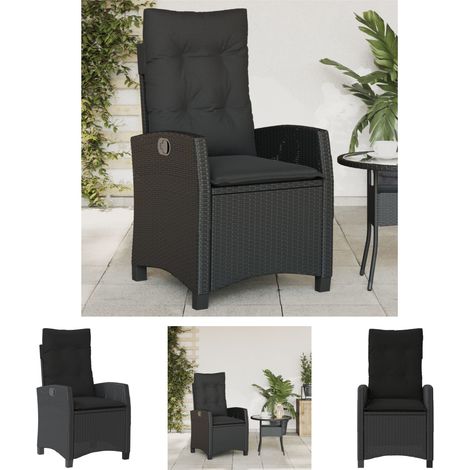 The Living Store Gartensessel Verstellbar mit Kissen Schwarz Poly Rattan - Gartenstühle (1/5)