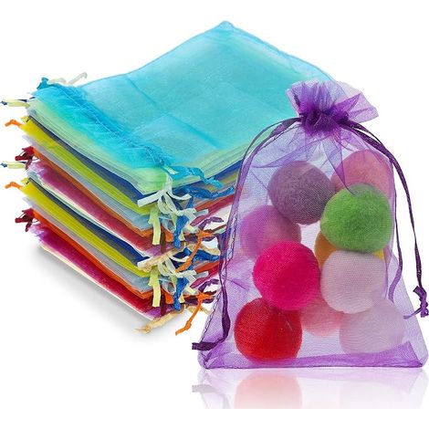 Yorgewd Lot de 100 sachets en organza, 10 x 15 cm, sacs cadeaux pour mariage, fête prénatale, Noël, fête d'anniversaire (multicolore) (1/5)