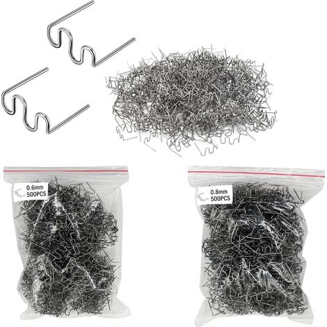 Lot de 1000 Agrafes Chaudes en Acier 0,8 mm/0,6 mm pour Soudage Plastique (1/5)