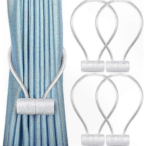 Set mit 4 Gardinenclips mit Seilhaken, 40 cm, weiße Ausführung, perfekt für die Dekoration von Wohn- und Büroräumen, einfache Wandmontage. (1/5)