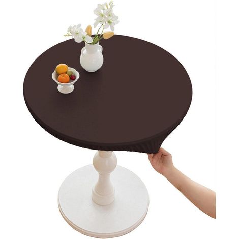 Nappe ronde en polyester, imperméable, marron, 120cm