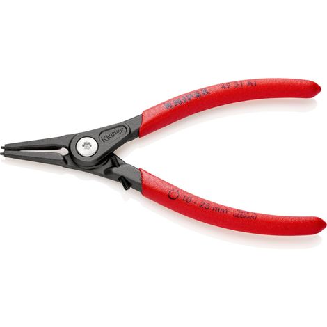 KNIPEX 49 31 A1 Alicate de precisión para arandelas para arandelas exteriores de ejes con protección contra la sobreexpansión Mangos plasticos por inmersión antideslizantes gris atramentado 140 mm