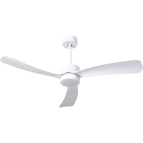 Ventilador de techo moderno con mando a distancia iluminación LED material sintético blanco Praslin