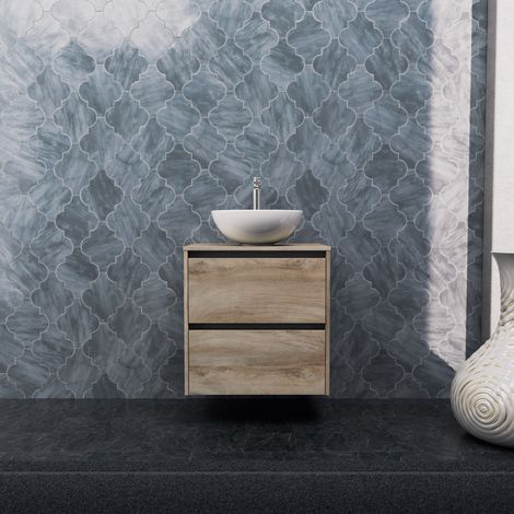 Inda - Mobile bagno L.60 con lavabo in appoggio / Rovere naturale