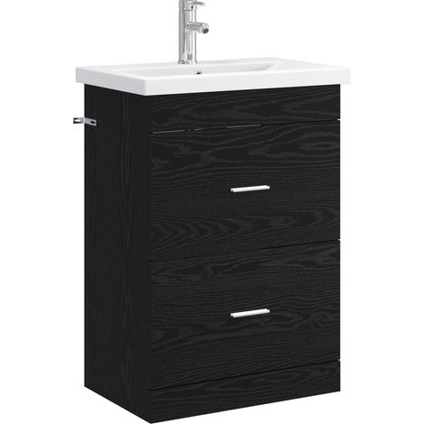 Badezimmermöbel-Set Schwarze Eiche 61 x 40 x 84,5 cm vidaXL