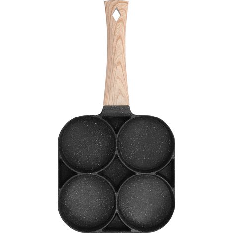 Casserole à 4 trous antiadhésive pour la cuisson des œufs, des crêpes et autres pancakes, compatible avec les plaques à induction et à gaz. (1/5)