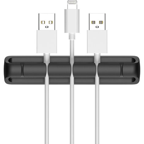 Set mit 2 Kabelorganisatoren mit je 5 Steckplätzen, effizientes Kabelmanagement, selbstklebende Kabelhalter für Zuhause, Büro, Auto, Schreibtisch, Nachttisch, schwarz