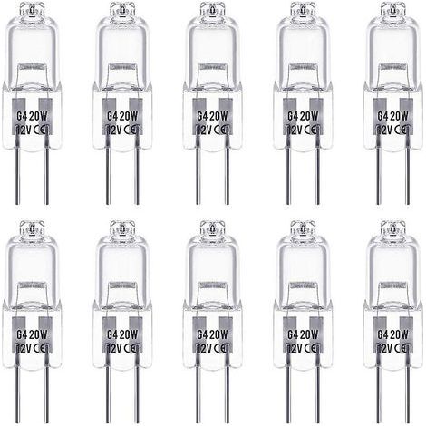 Ampoules halogènes G4, 12 V, 20 W, culot à broches, blanc chaud 2 800 K, dimmables, halogènes basse tension G4 (1/5)