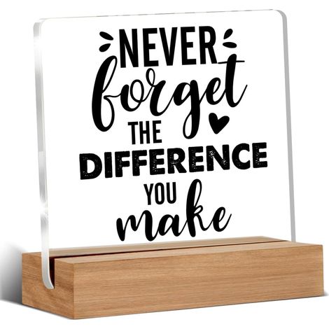 Cadeaux de retraite pour collègue, patron, leader, cadeau de départ, panneau transparent de décoration de bureau, panneau en acrylique avec support en bois pour bureau, table et étagère (1/5)