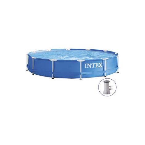 PISCINA METAL FRAME ROTONDA  C/TELAIO PORTANTE C/POMPA CM.366X76H.  capacitÃE lt.6503  peso kg.25,2 (28212)    INTEX