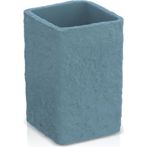 Portaspazzolini da appoggio turchese cobalto in resina effetto pietra (1/3)