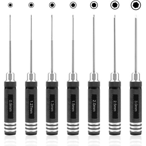 [NEUWERTIG]  7-teiliger Sechskantschraubendreher, RC-Schraubendreher-Werkzeugsatz (0,9 mm, 1,27 mm, 1,3 mm, 1,5 mm, 2,0 mm, 2,5 mm, 3,0 mm) für RC-Modellhubschrauber – INHHUB