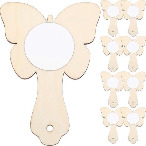 Set mit 10 Holzspiegeln zum Selbstbemalen, unbemalte Taschenspiegel aus Holz – 14,00 x 9,70 x 0,20 cm (1/4)