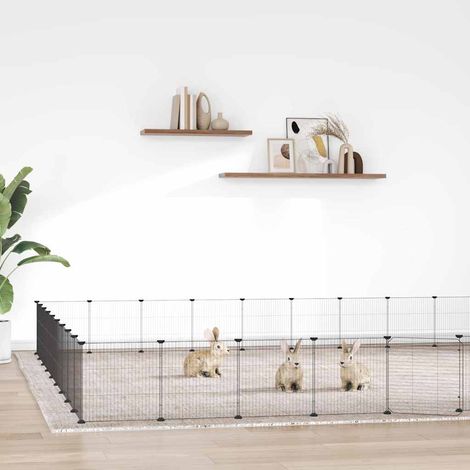vidaXL 36-Panel Pet Cage with Door Black 315x315x35 cm Steel (1/5)