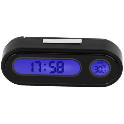 Reloj electrónico 2 en 1 duradero y termómetro para coche con gran pantalla LCD para coches. (1/5)