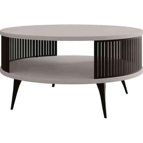 Mesa de centro Vitum, Negro + Cachemira, 44x0x0cm, Diámetro: 75, Aglomerado laminado, Redonda