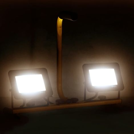 vidaXL LED Floodlight with Handle 2x30 W Warm White