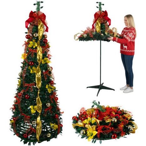 Foldable 6ft Artificial Christmas Tree with Decorations (1/5)