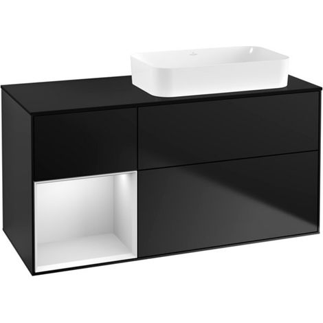 V&B Waschtischunterschrank Wandbeleuchtung Finion 120x60 cm, Reg li wh. m Lac, bla m Lac (1/2)