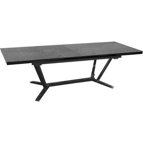PROLOISIRS Table de jardin extensible Vita à 8 lames en aluminium/HPL - 180/240 x 100 cm - graphite/ardoise
