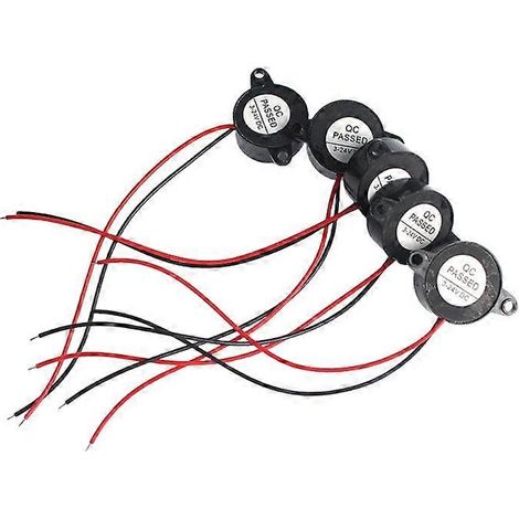 5 unidades de zumbadores piezoeléctricos activos de sonido continuo para coche, 3-24 V, alarma de 85 dB para bocinas de vehículos, proyectos y aplicaciones de bricolaje. (1/5)